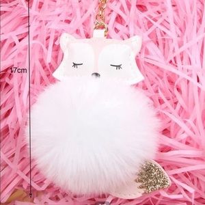 White Fox Pom Pom Fox Keychain (NWT)